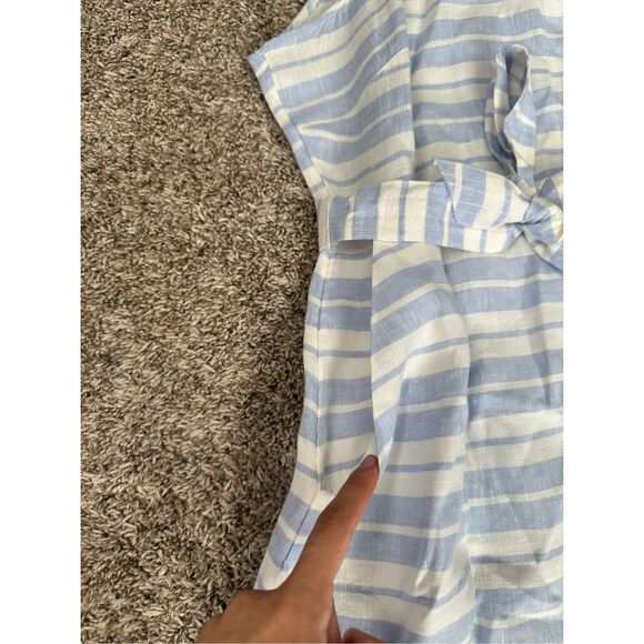 Sigrid Olsen 100% Linen A-line Halter striped Midi Dress Women’s S Blue/White - Picture 13 of 13